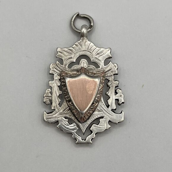 Antique Sterling Silver and Gold Watch Fob by William Hair Haseler Birmingham - Picture 5 of 5